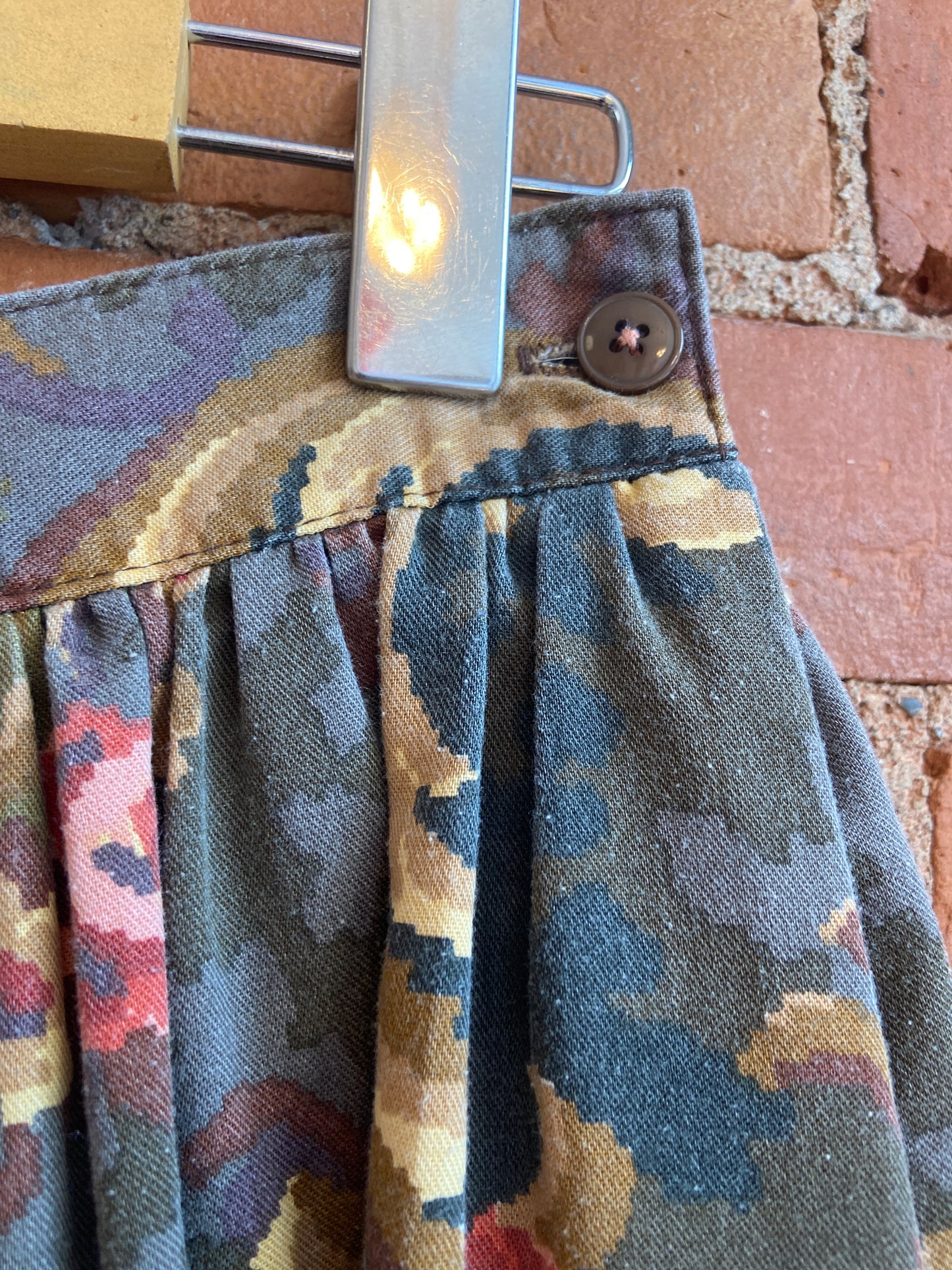 Brown Digital Floral Maxi Skirt