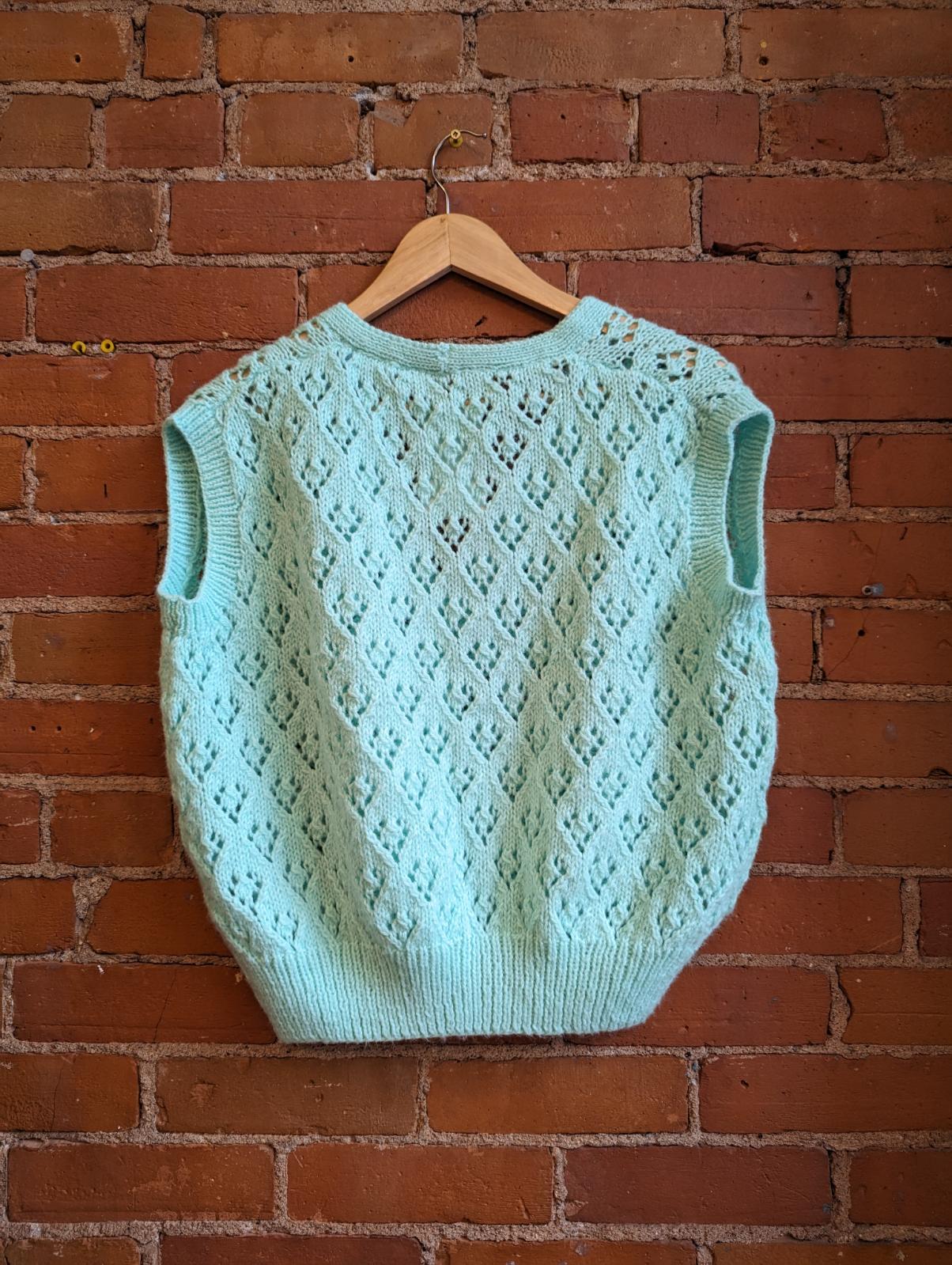 Hand Knit Mint Green Sweater Vest