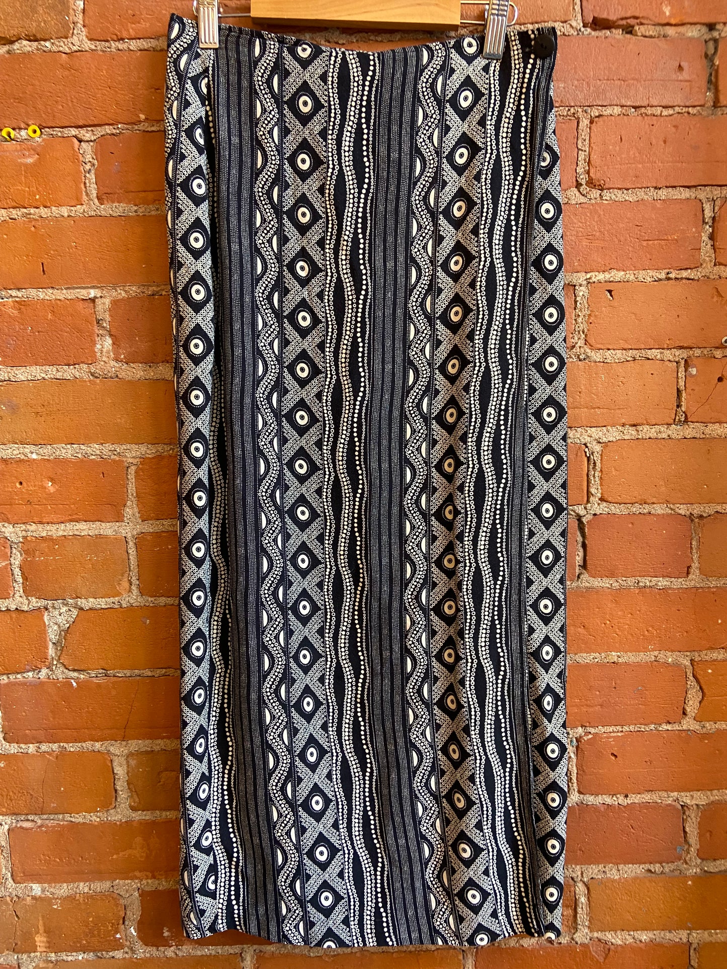 90's B & W Patterned Wrap Skirt