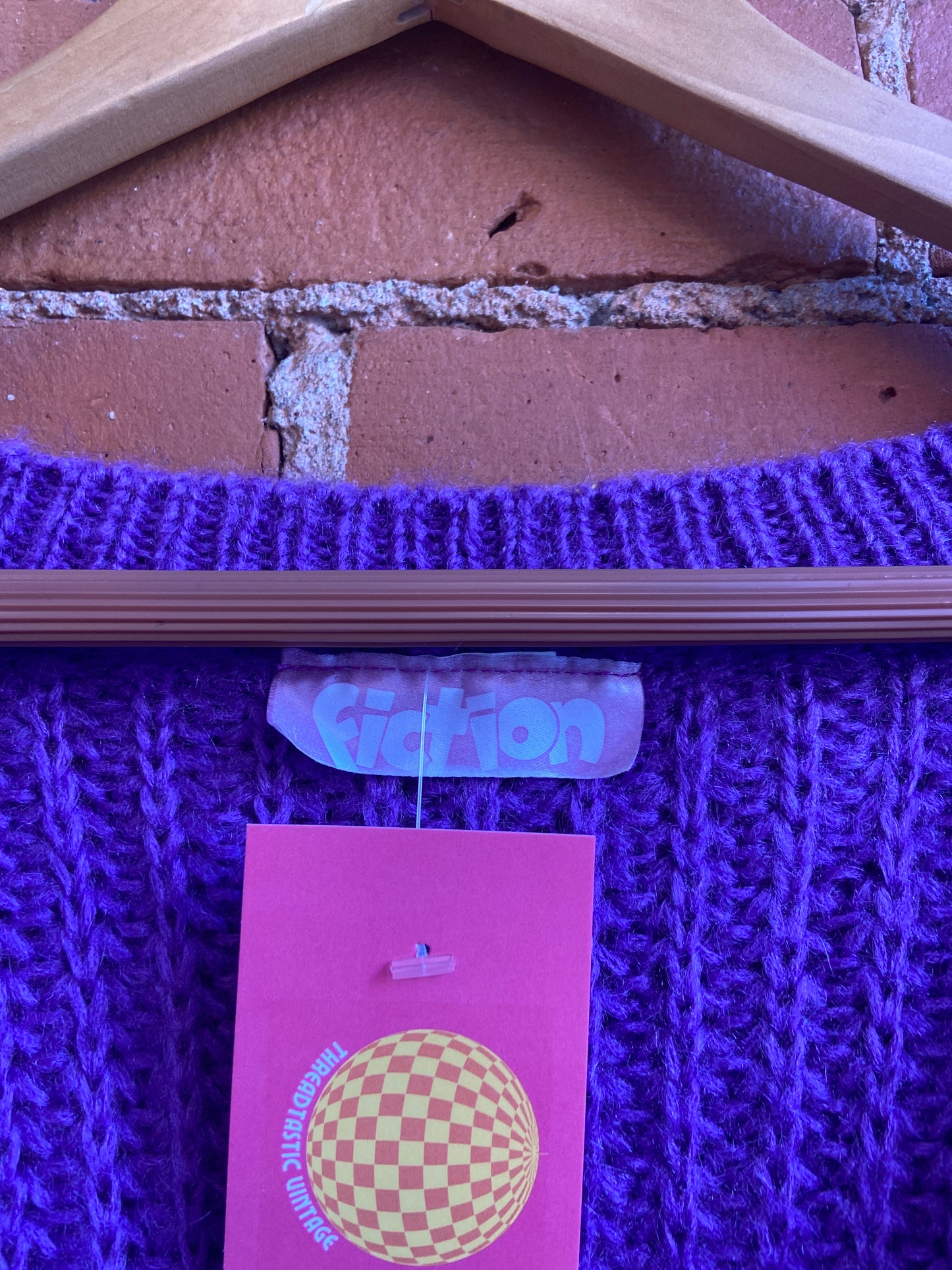 1980s Fiction Purple V-Neck Sweater Dress
