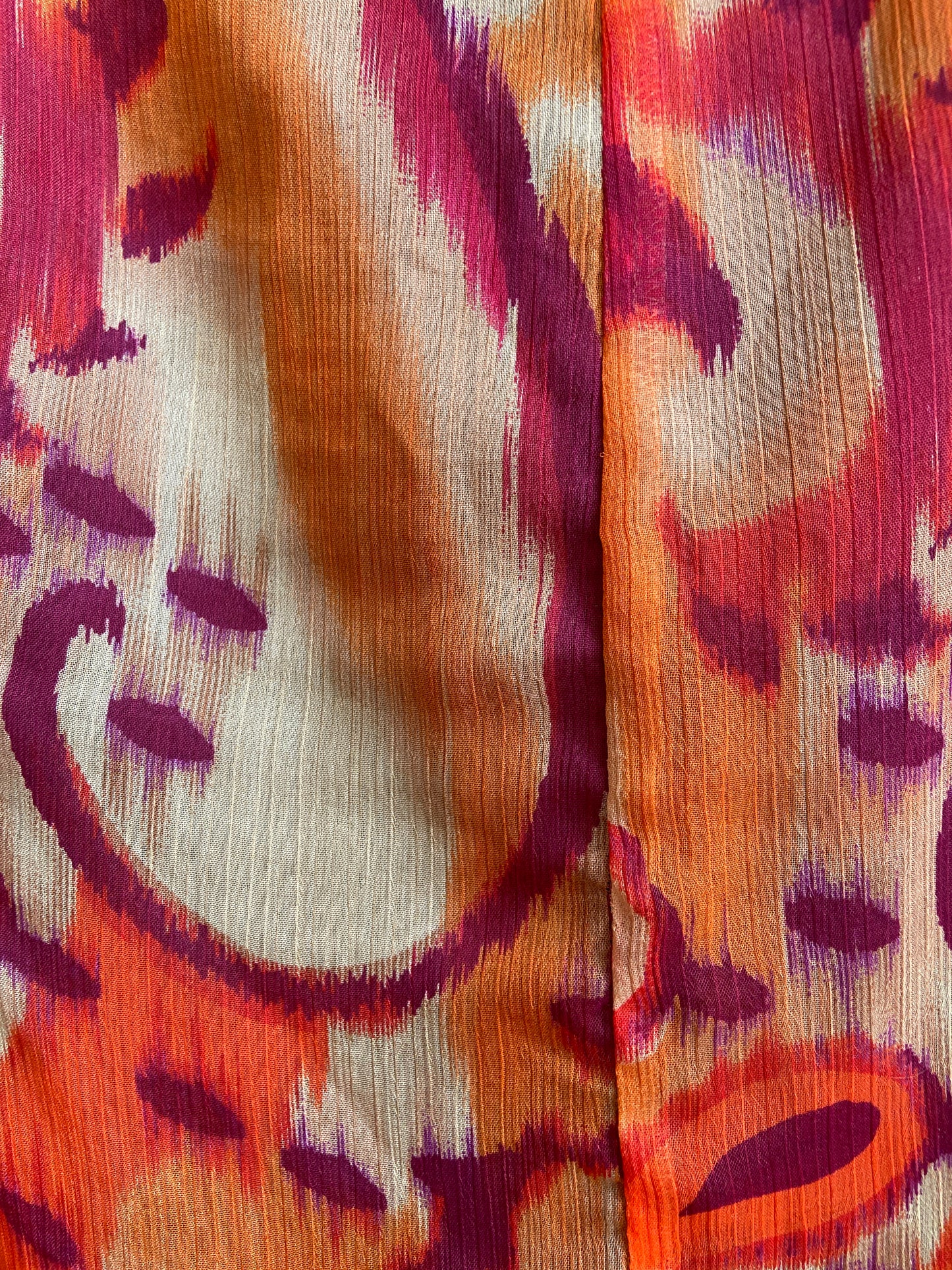 Orange Printed Flowy Midi Skirt