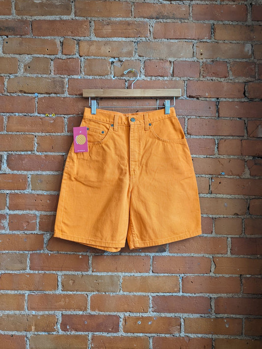 Kari Orange Longline Denim Shorts