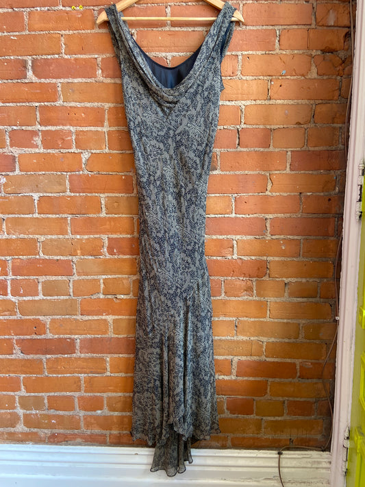90s Silk and Beaded Maxi Dress