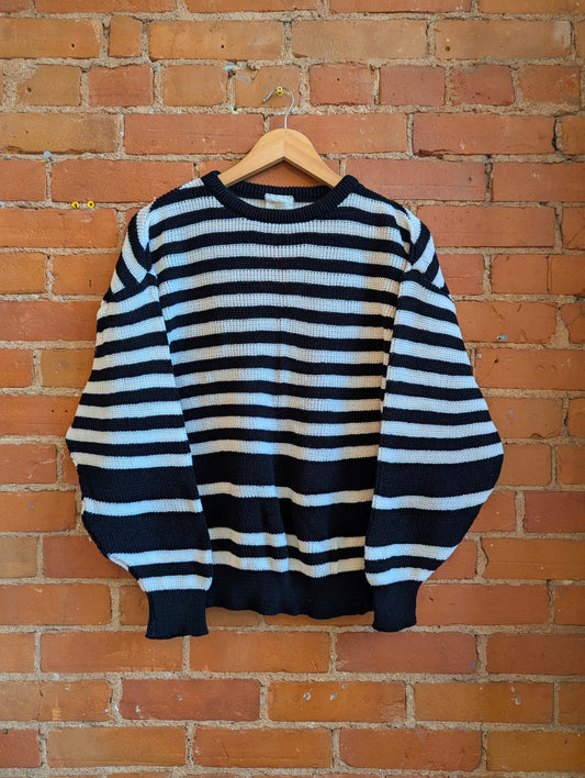 1980s Black and White Striped Sweater