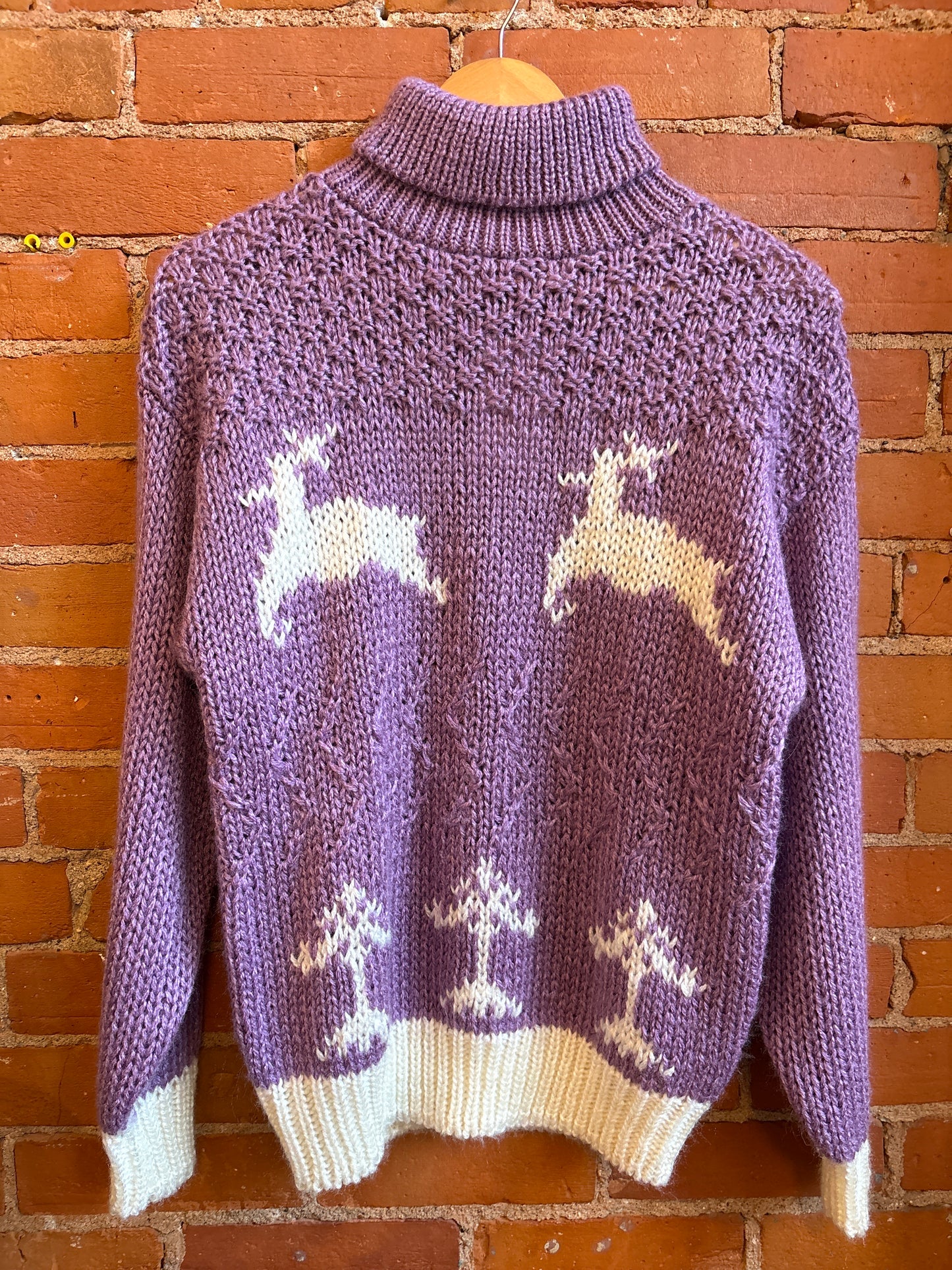 Purple Acrylic Reindeer Turtleneck