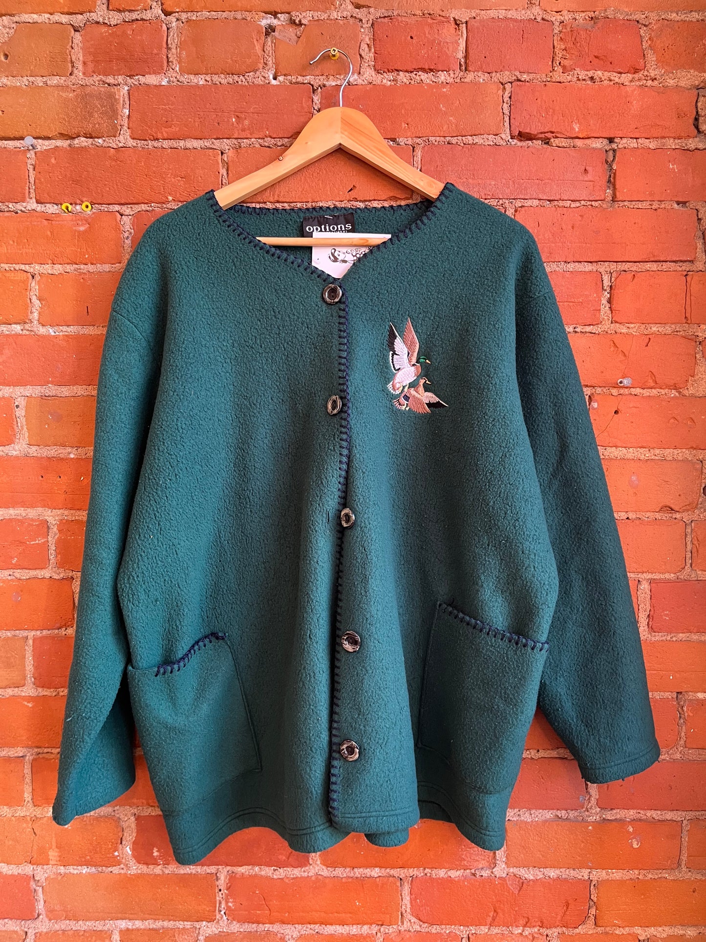 Fleece Button Up with Embroidered Ducks