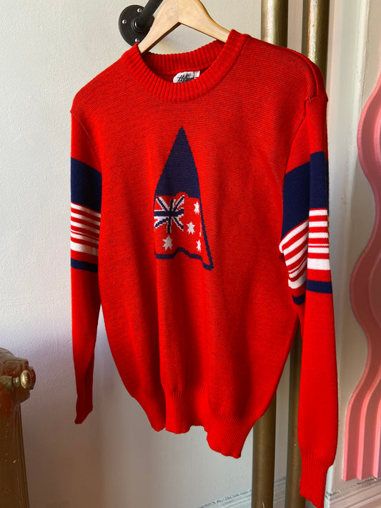 Red Australian Flag Wool Sweater