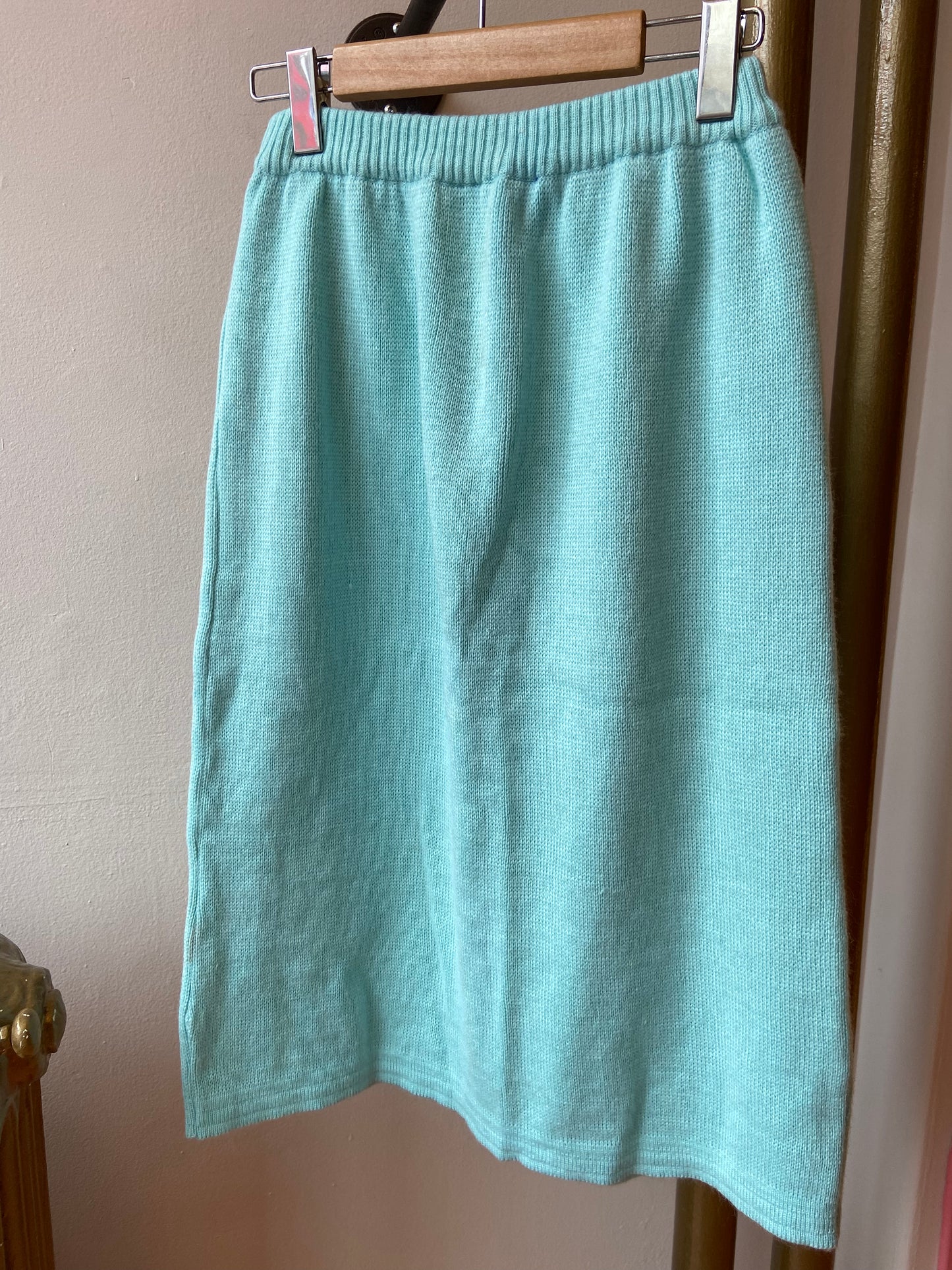 Turquoise Knit Midi Skirt