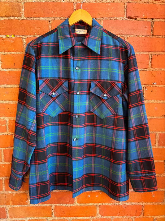 Nova Scotia Tartan Blue Plaid Button Top