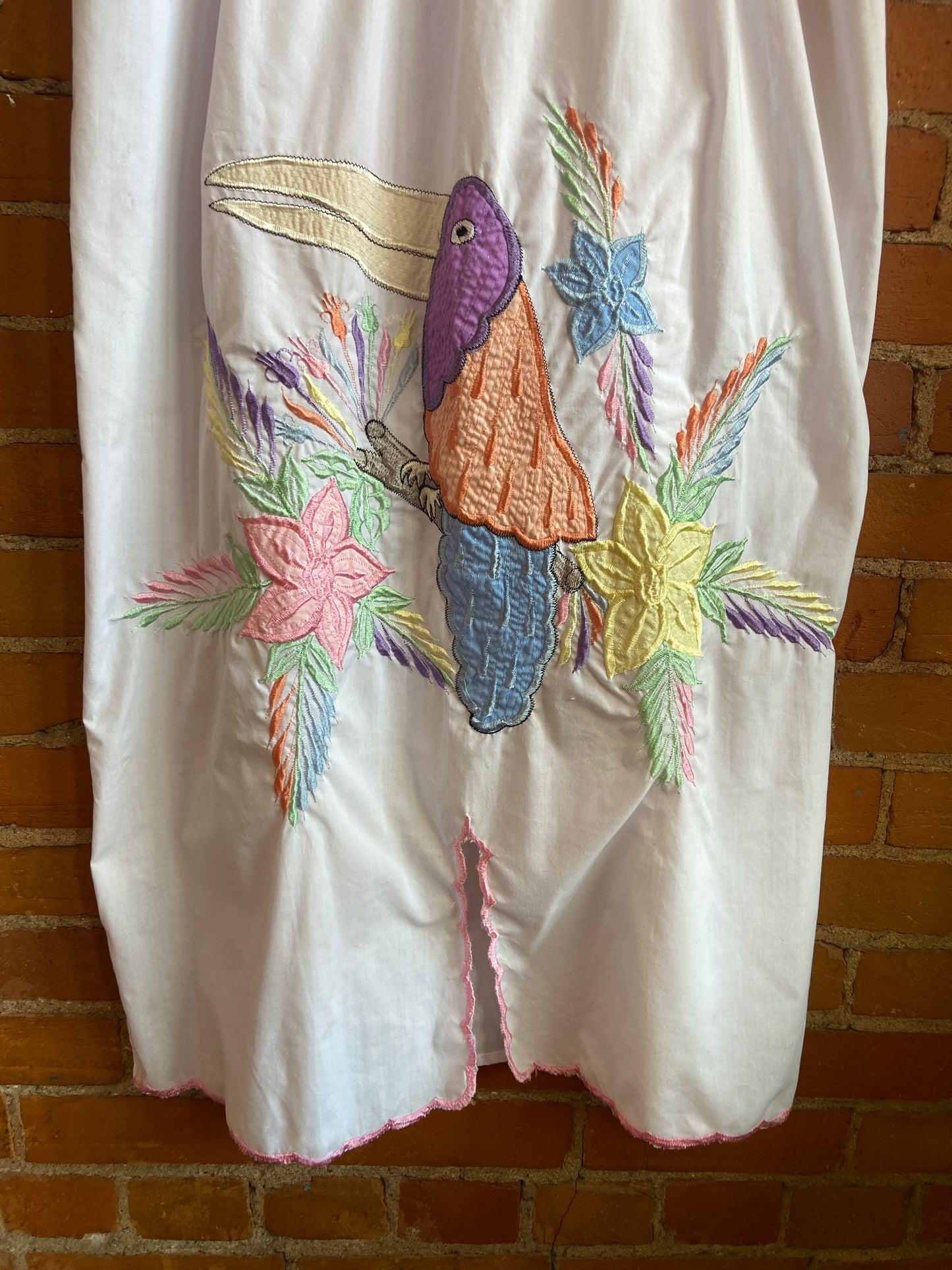 80's White Toucan House Dress *As is