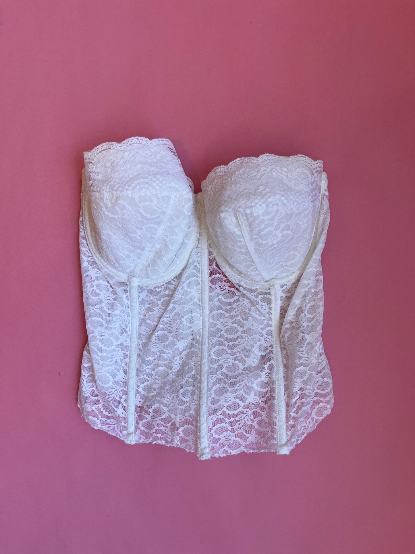 1980s Goddess White Lace Bustier