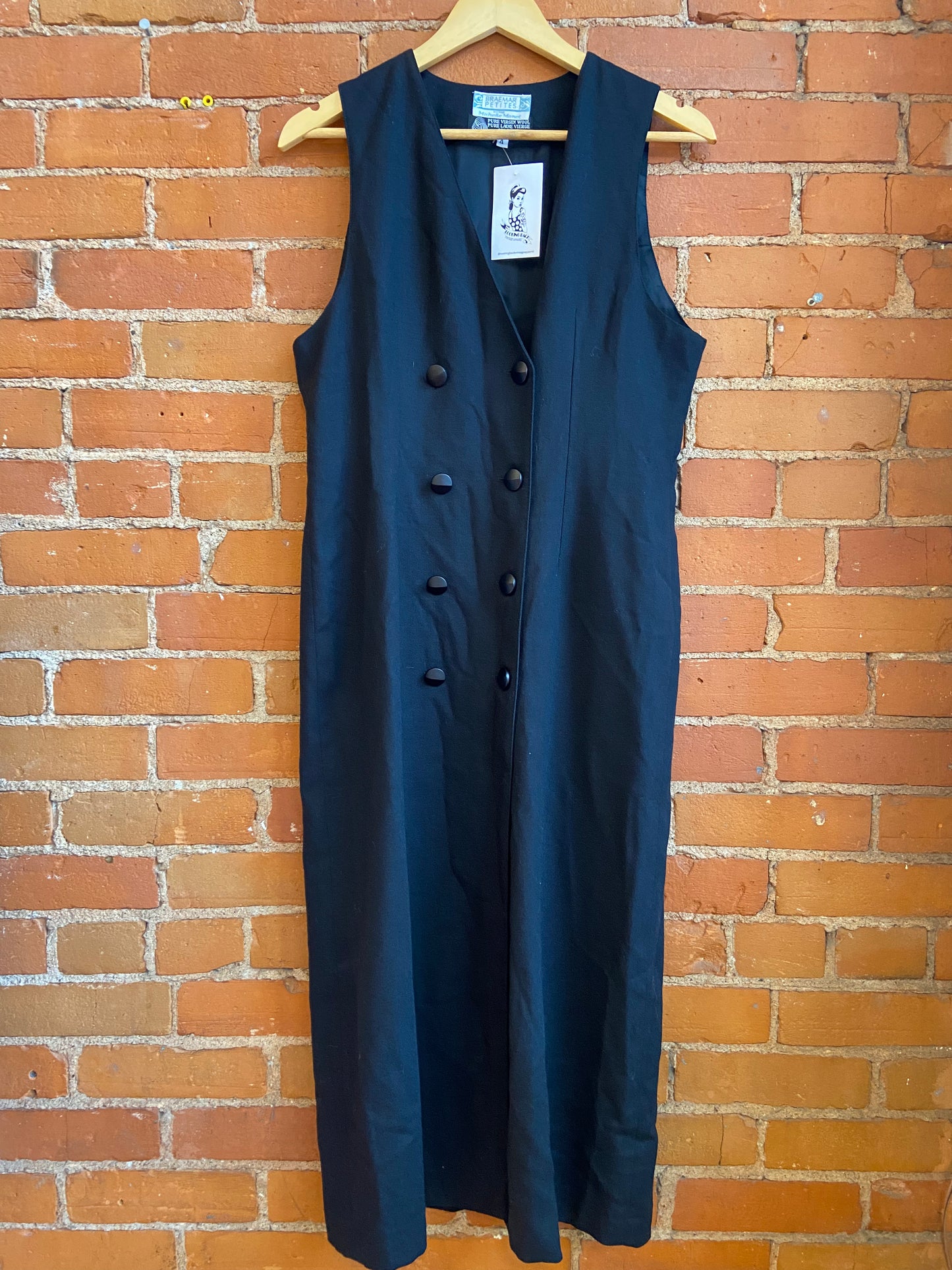 Black Maxi Wool Dress with Buttons