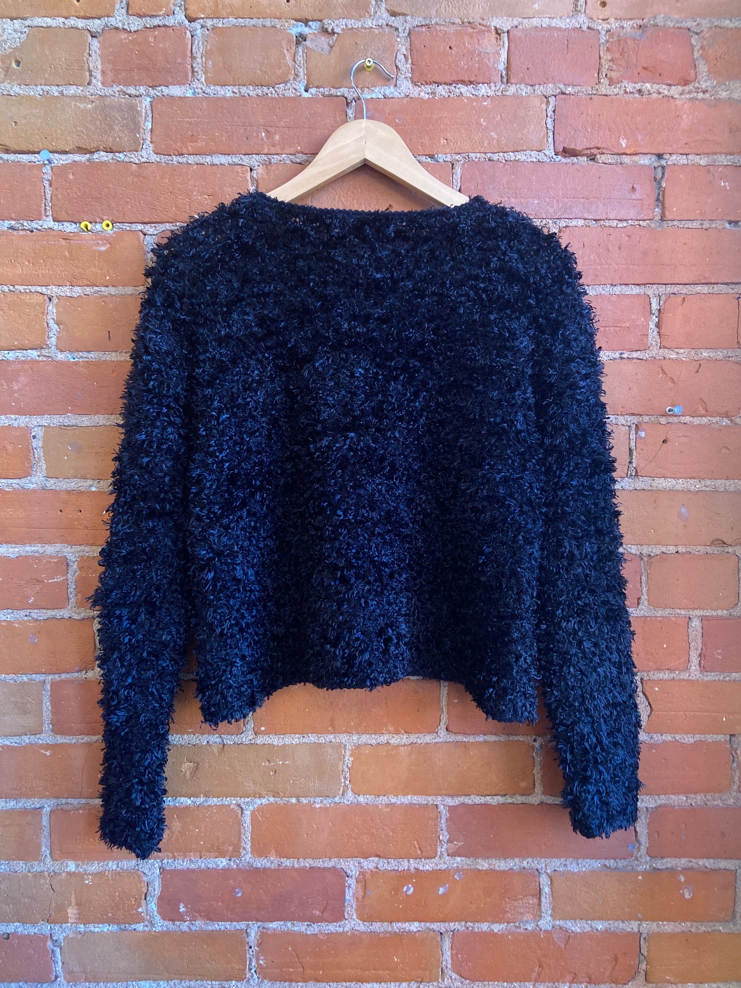 1990s The Work Connection Black Fuzzy Sweater