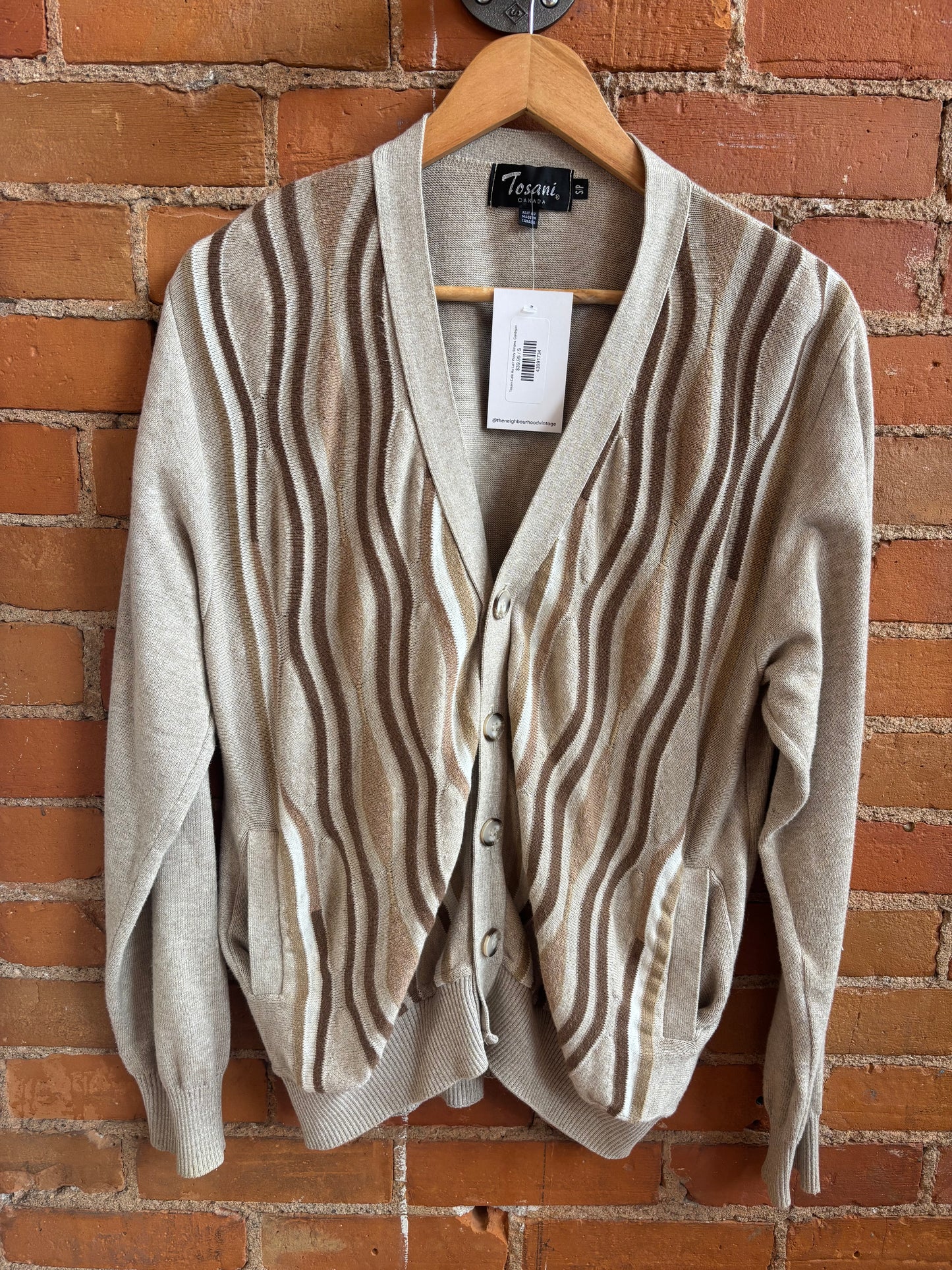 Tosani Cafe Au Lait Wavy Stripes Cardigan