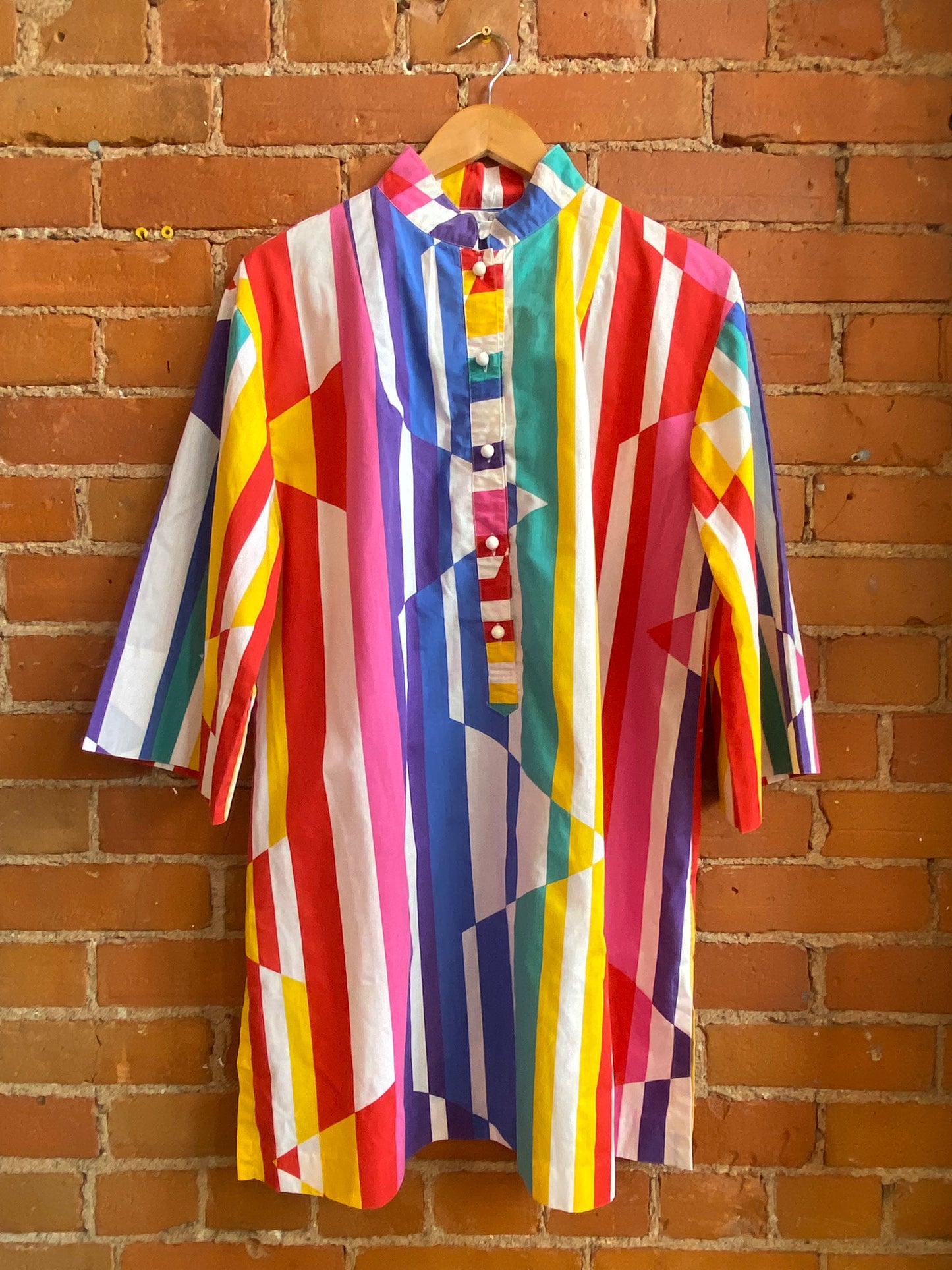 1980s Perri-Ann Rainbow Stripe Tunic Top
