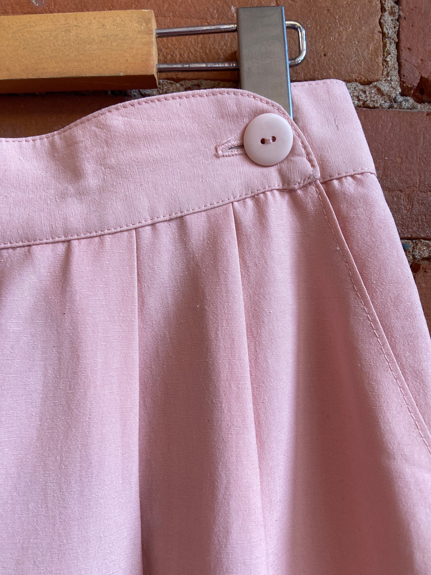 Baby Pink High-Rise Silk Blend Shorts