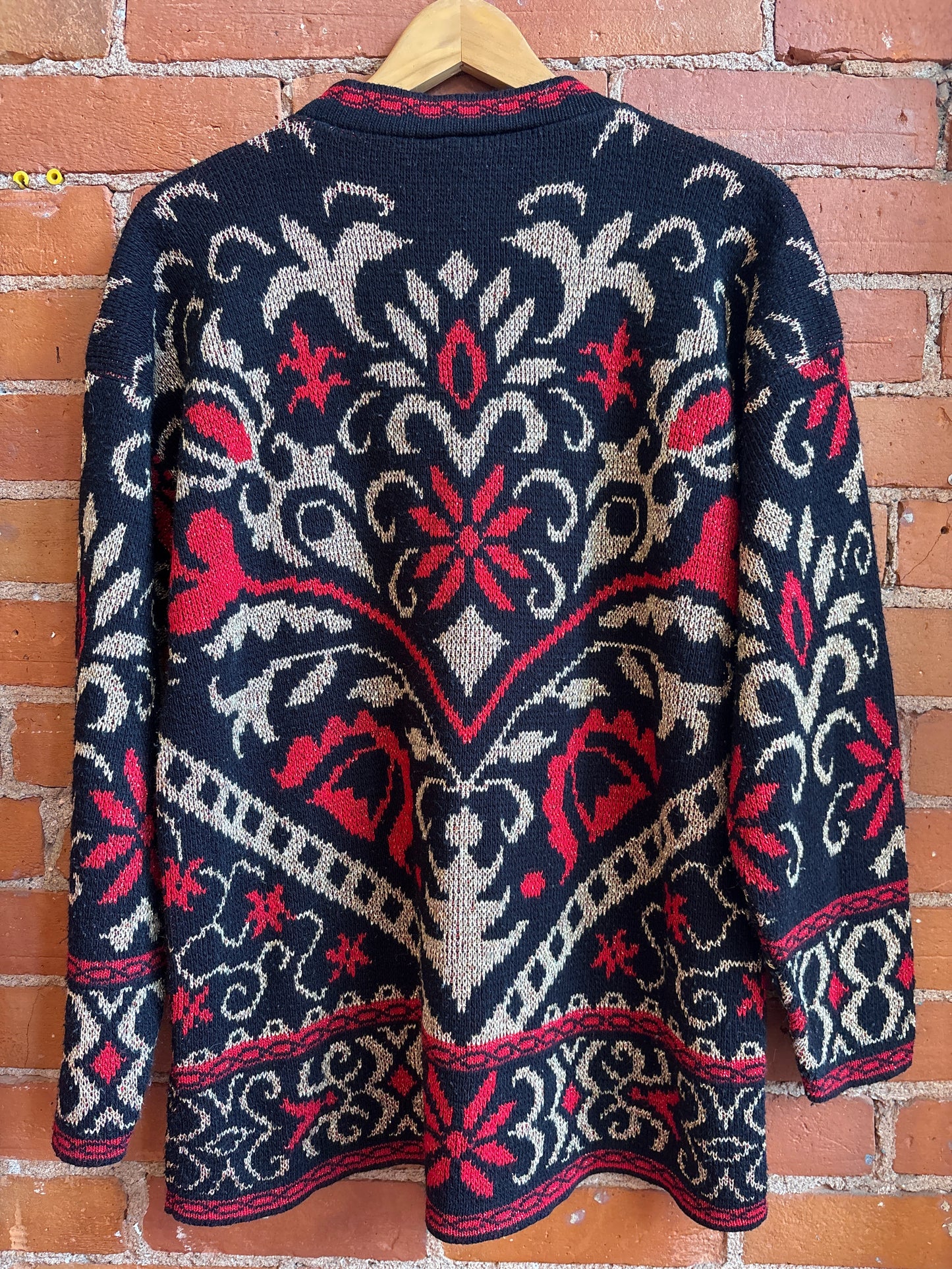Black Gold & Red Sparkly Sweater
