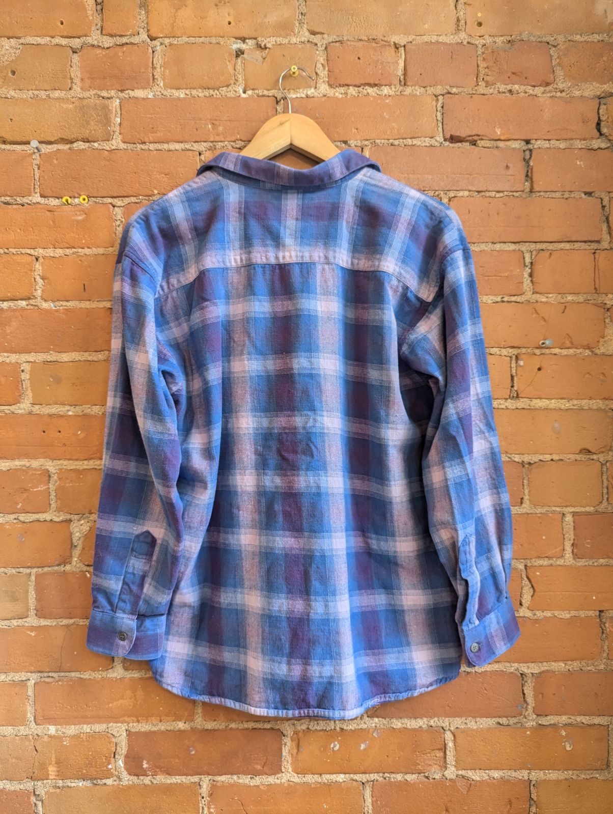 1990s Lee Purple and Blue Plaid Shirt