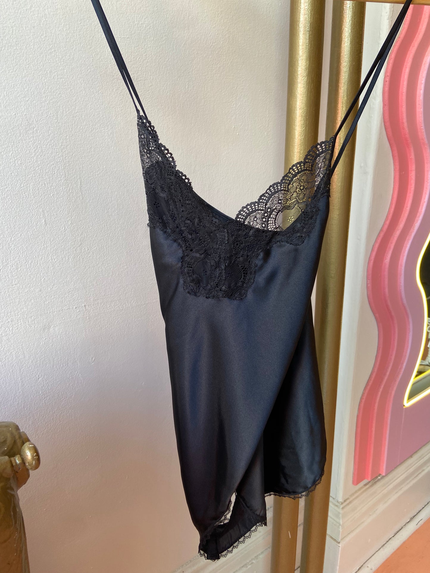 Black Satin & Lace Cross-Back Teddy – The Neighbourhood Vintage Store