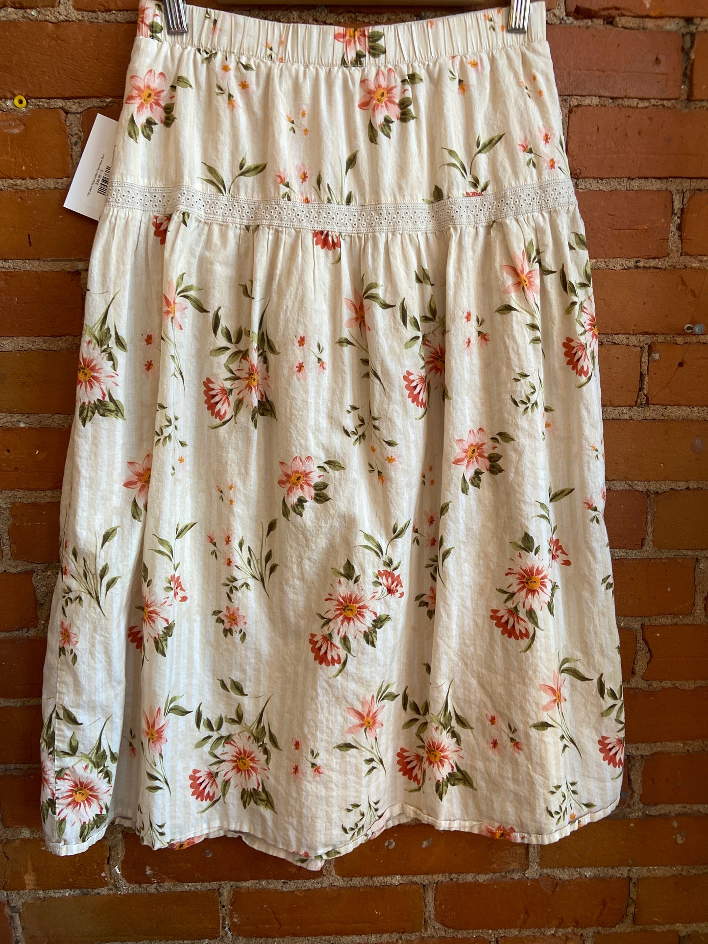 Y2K Mexx Beige Cotton Floral Maxi Skirt