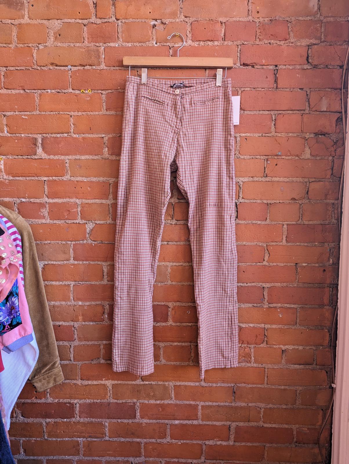 1990s Buffalo David Bitton Straight Leg Orange and Brown Plaid Pants