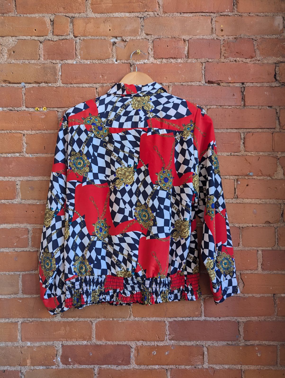 1980s Maygene Chain Print Long Sleeve Top