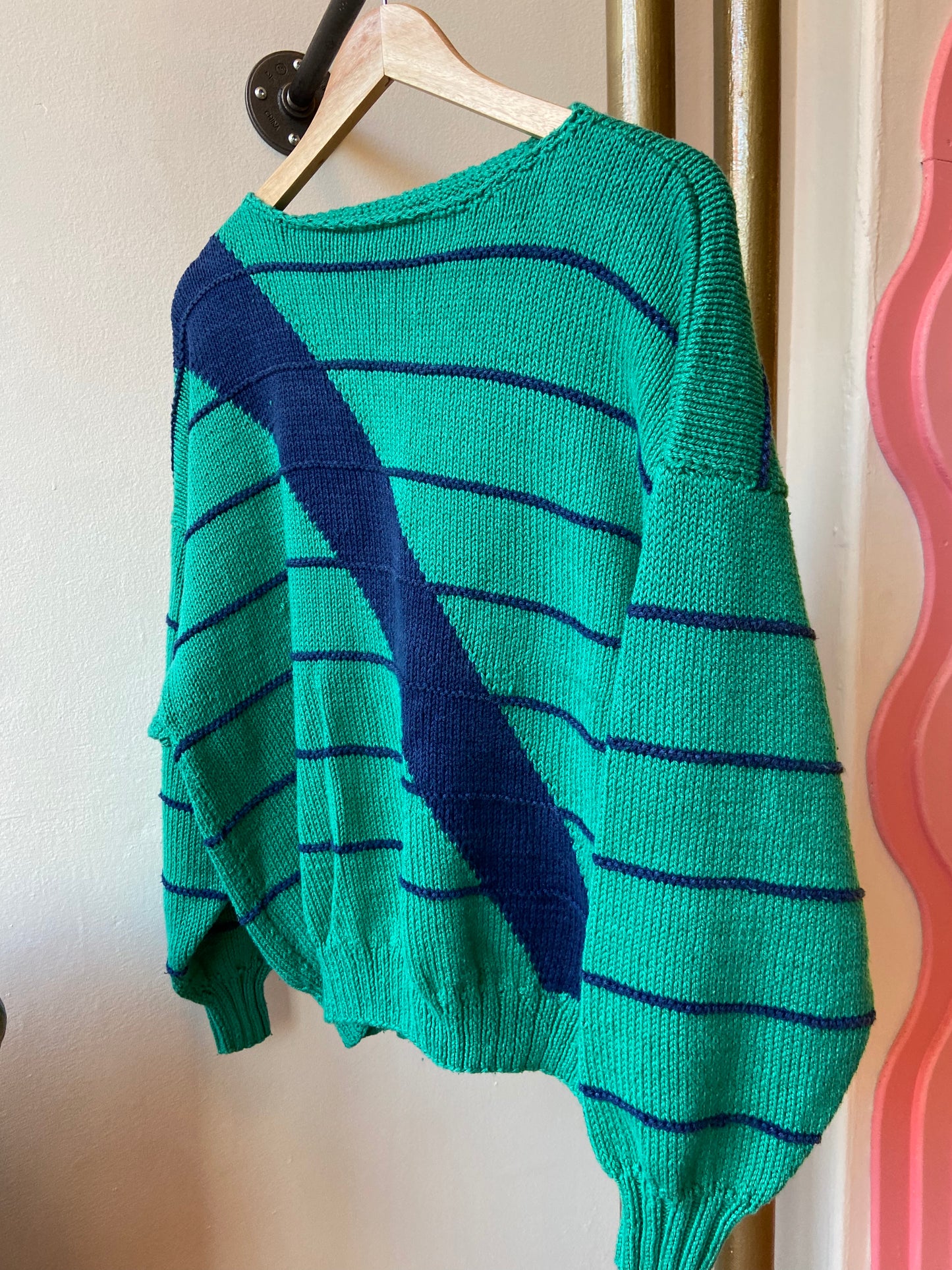 Green & Navy 80's Sweater