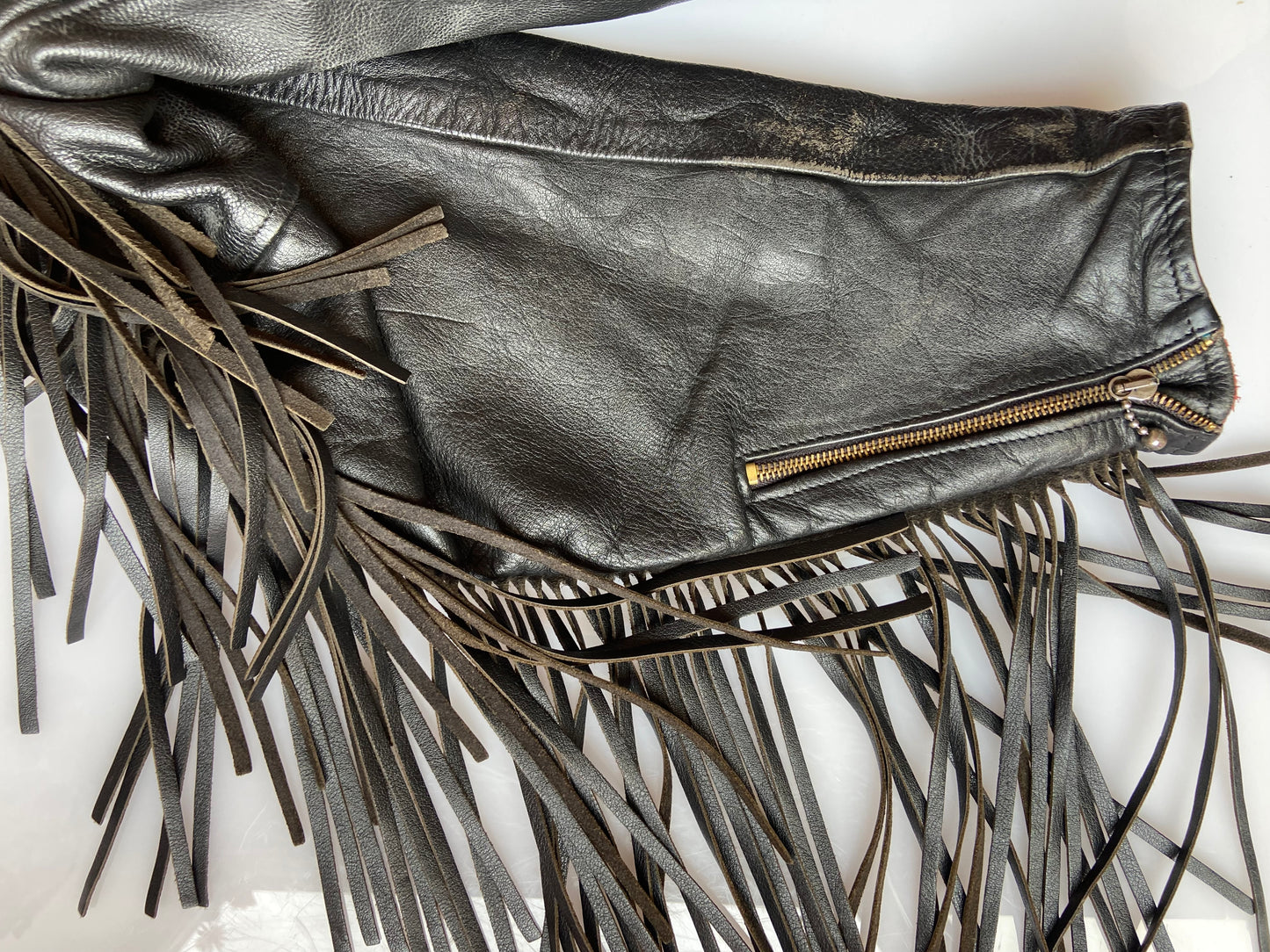 Black Leather Fringe Motorcycle Jacket