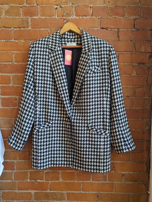 1980s Maison Christine Black and White Houndstooth Jacket