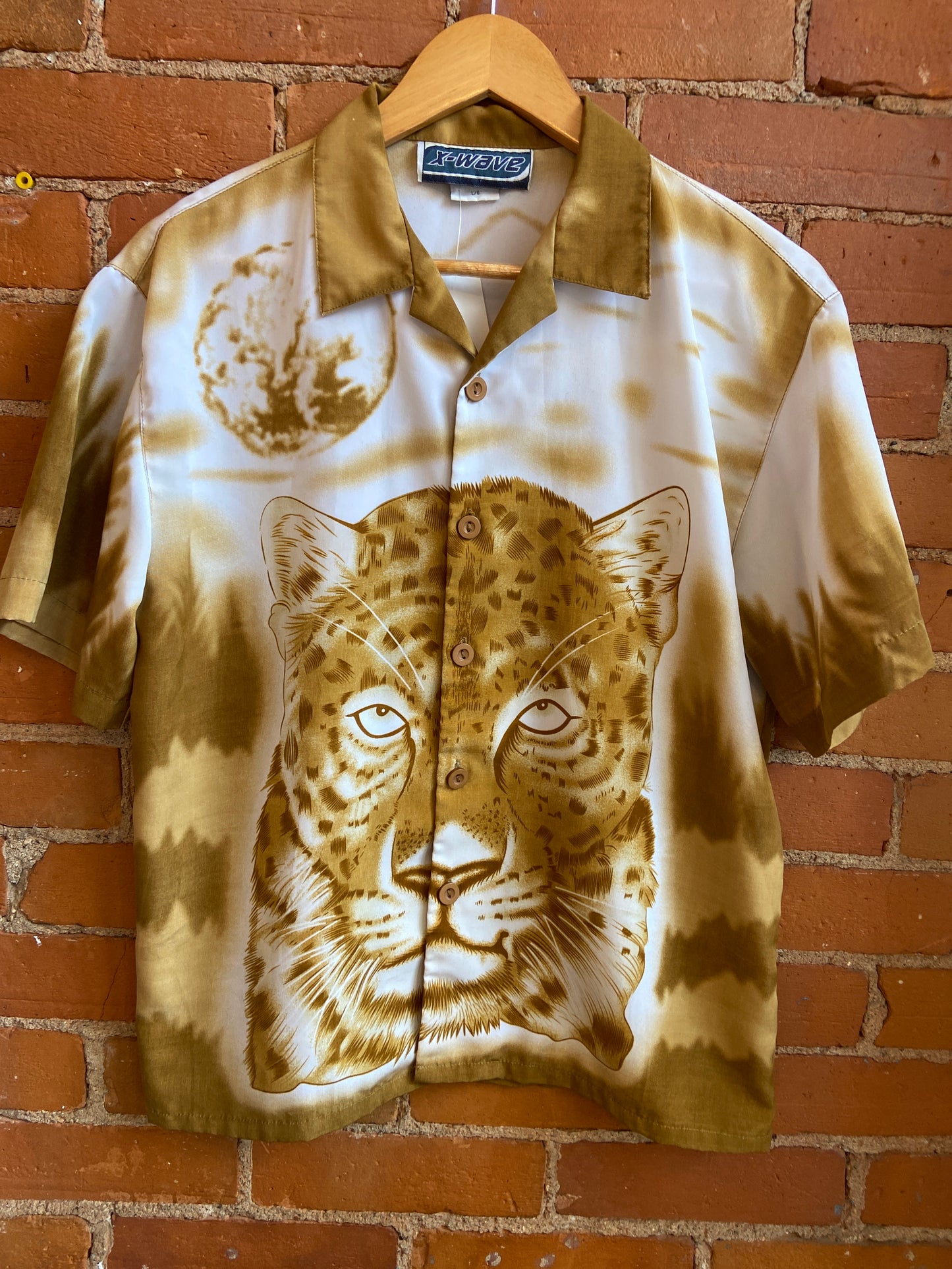 Y2K Gold Leopard Button-Up