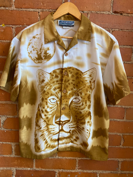 Y2K Gold Leopard Button-Up