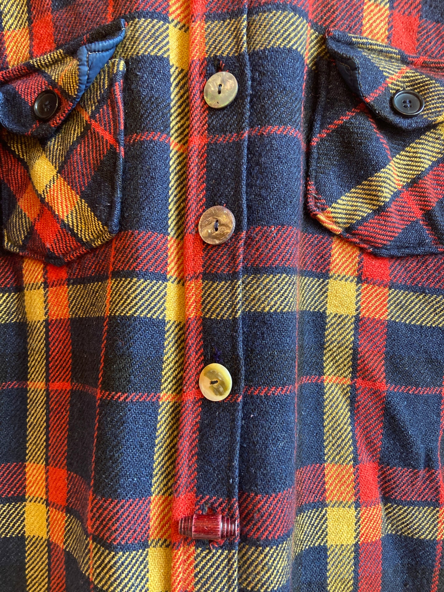 1970s Red, Yellow and Blue Wool Plaid Shacket