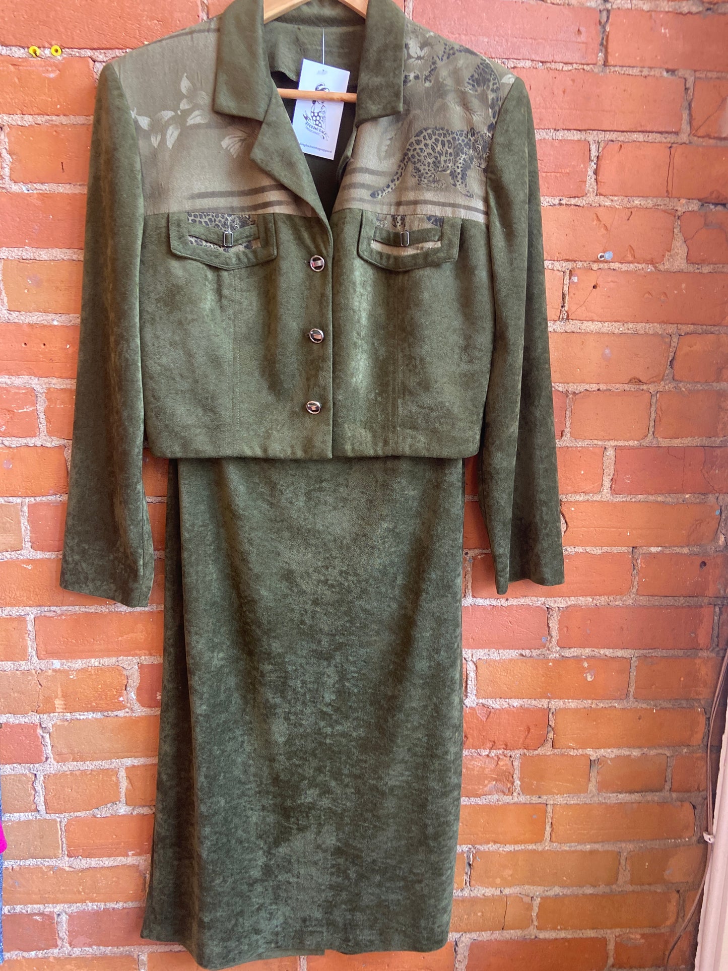 2 Piece 90’s  Leopard Faux Suede Set