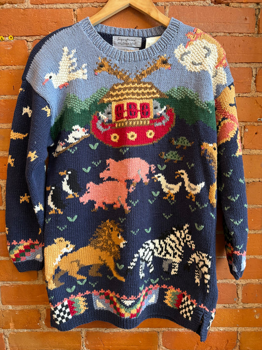 *Hand-Knit Noah's Ark Sweater
