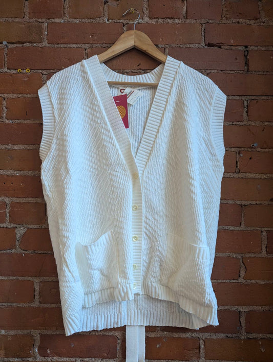 1970s Excelsior New With Tags White Knit Sweater Vest