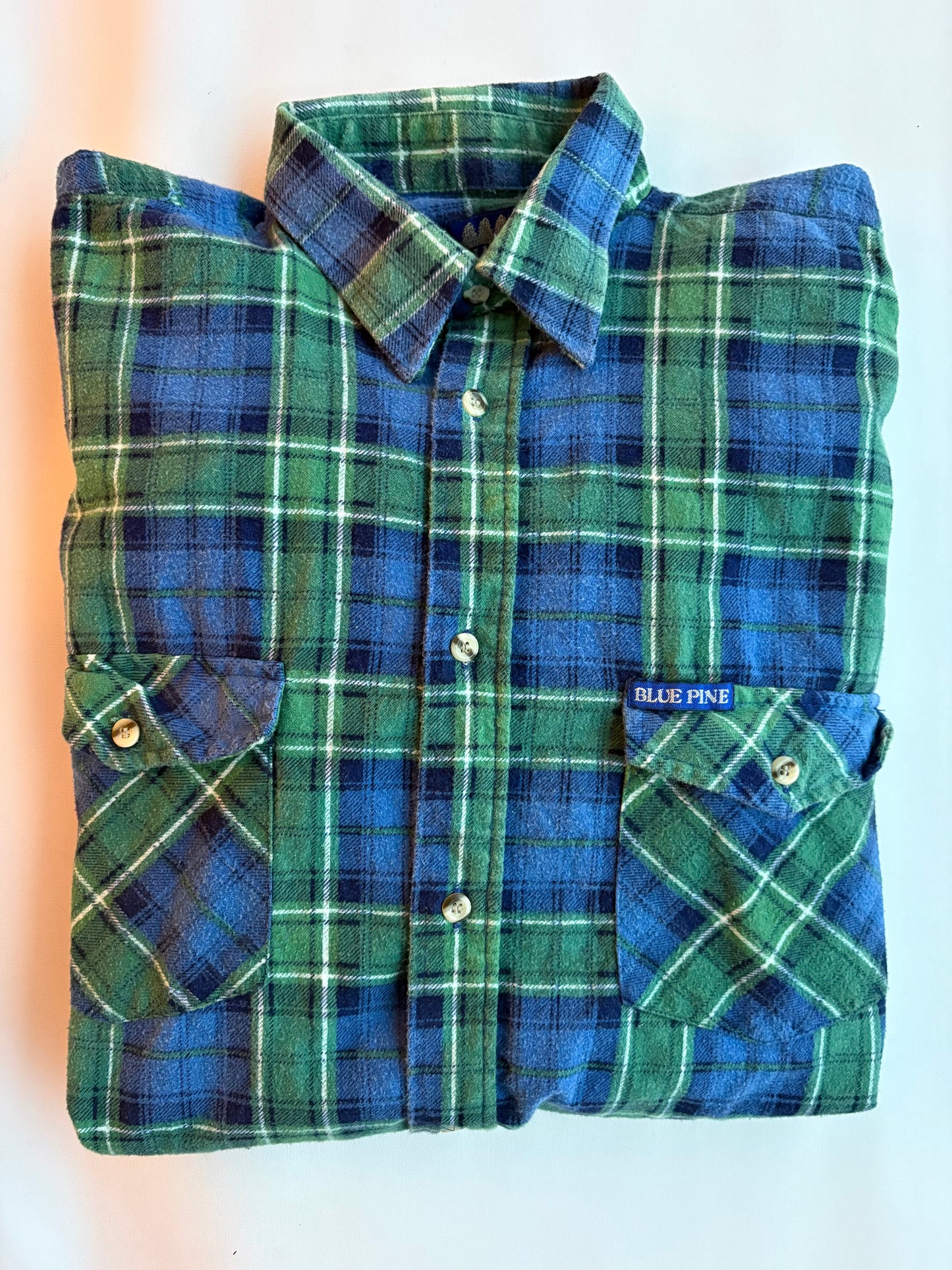 Blue & Green Plaid Flannel Button-Up
