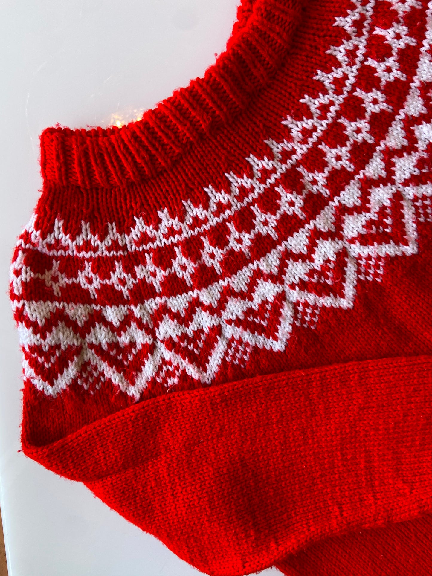 Red Hand Knit Fair Isle Sweater