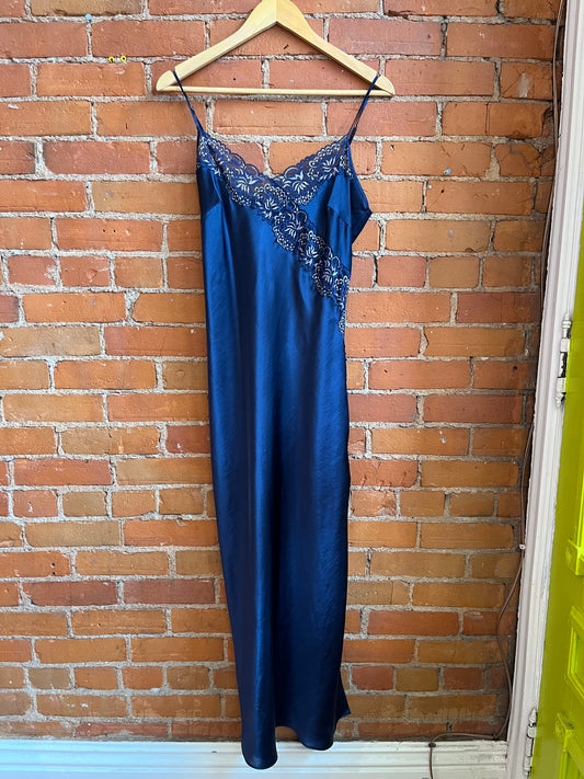 Midnight Blue Satin Gown