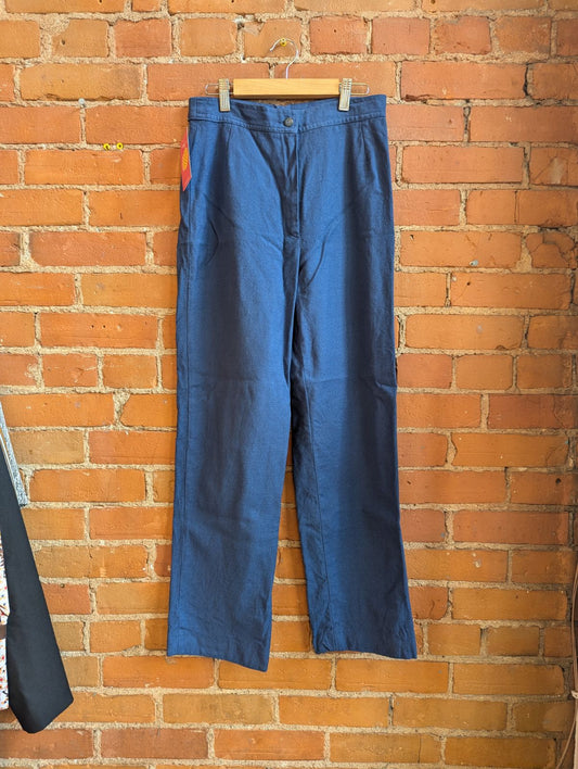 1980s Petites by Phil Casey Blue Wool Pants