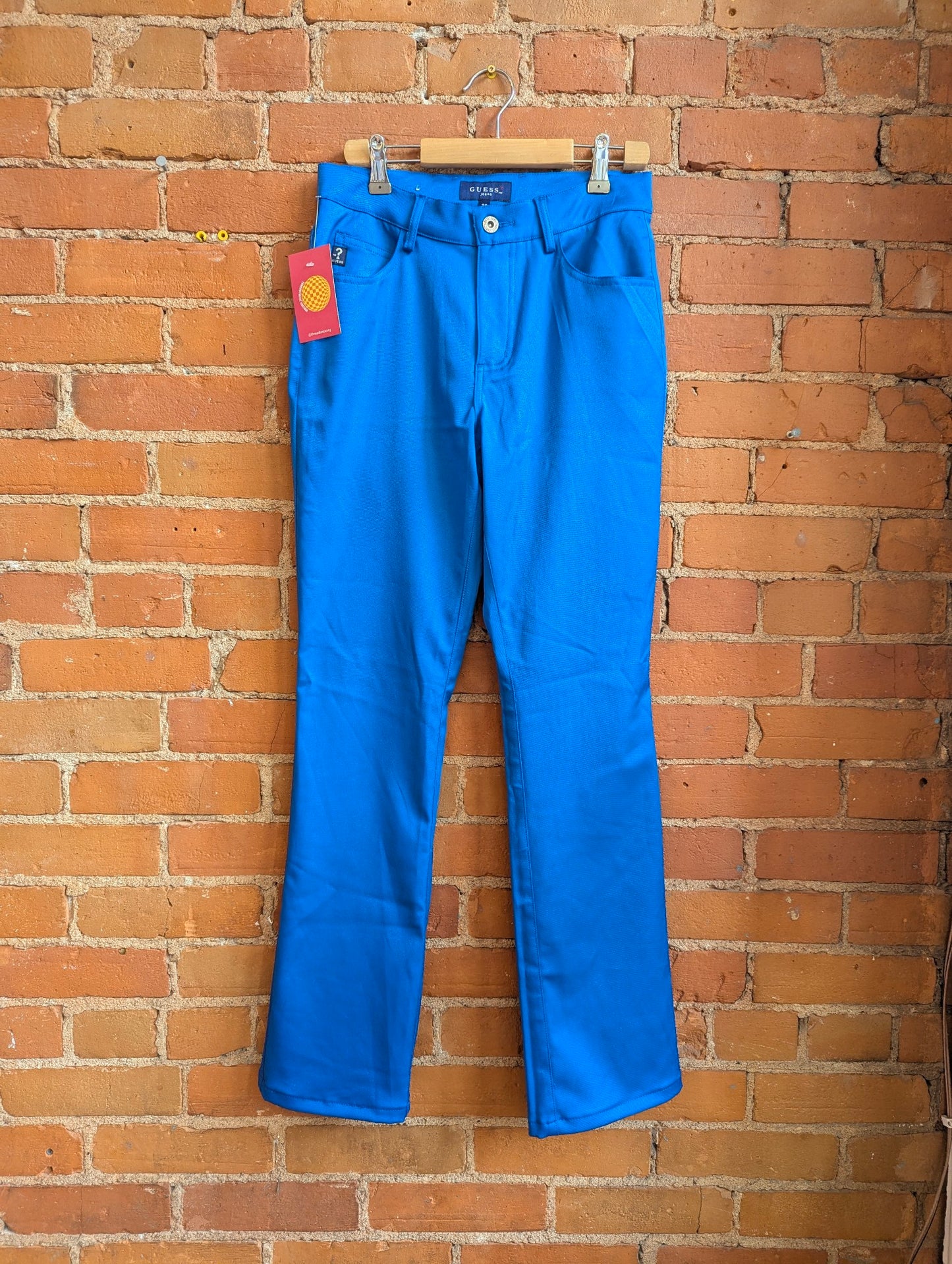 1990s Guess Shiny Blue Straight Leg Pants