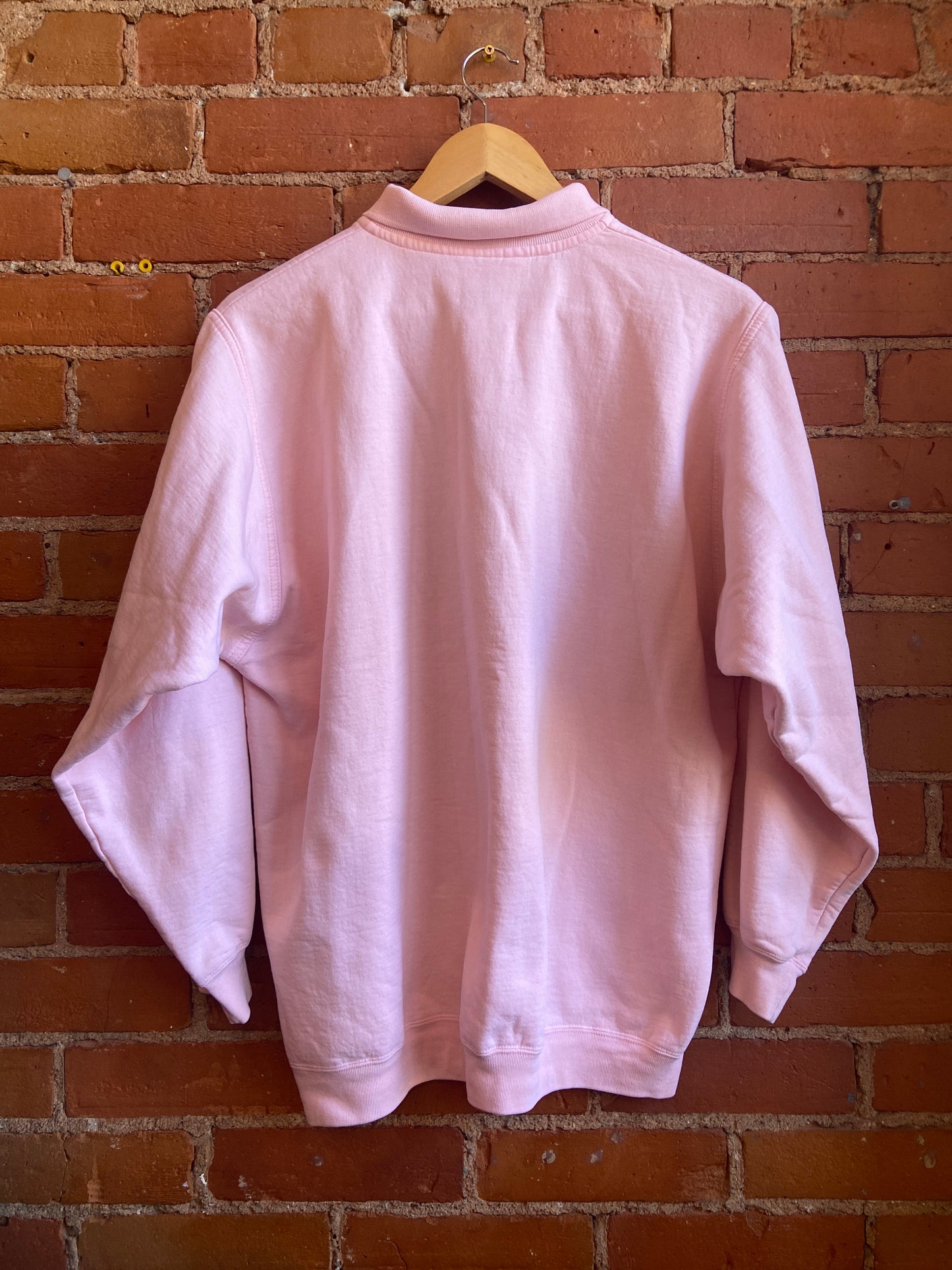 1980s Angie Strauss Baby Pink Collared Sweatshirt With Floral Graphic