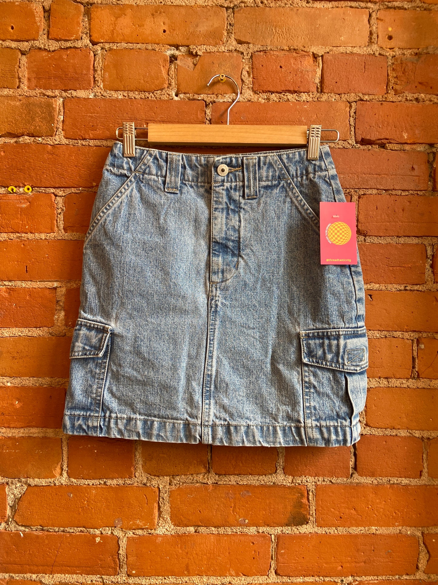 Y2K Xhilaration Light Wash Denim Mini Skirt With Cargo Pockets