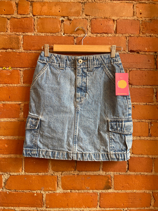 Y2K Xhilaration Light Wash Denim Mini Skirt With Cargo Pockets