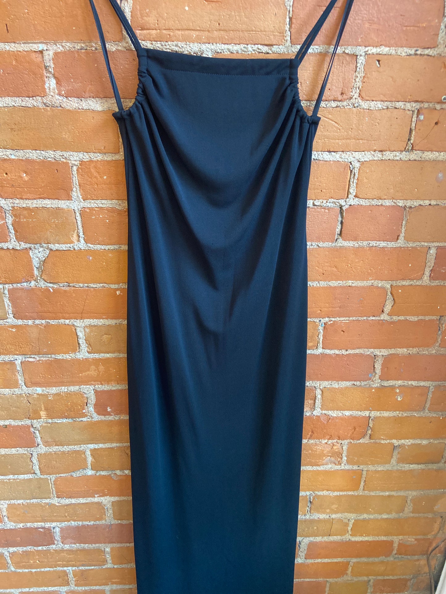 90's Jacob Square-Neck Black Maxi Dress