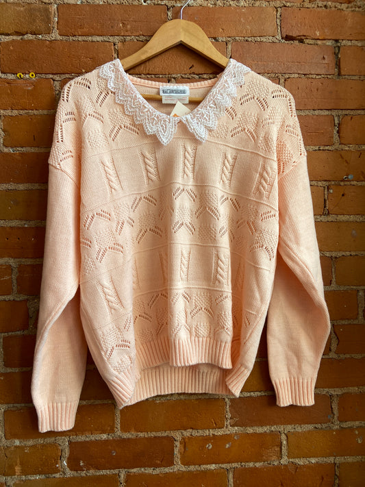 Lace collar knit sweater