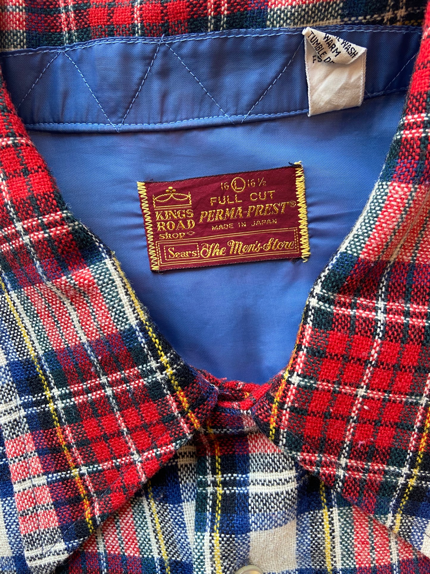 70's Sears Wool Blend Classic Plaid Shirt