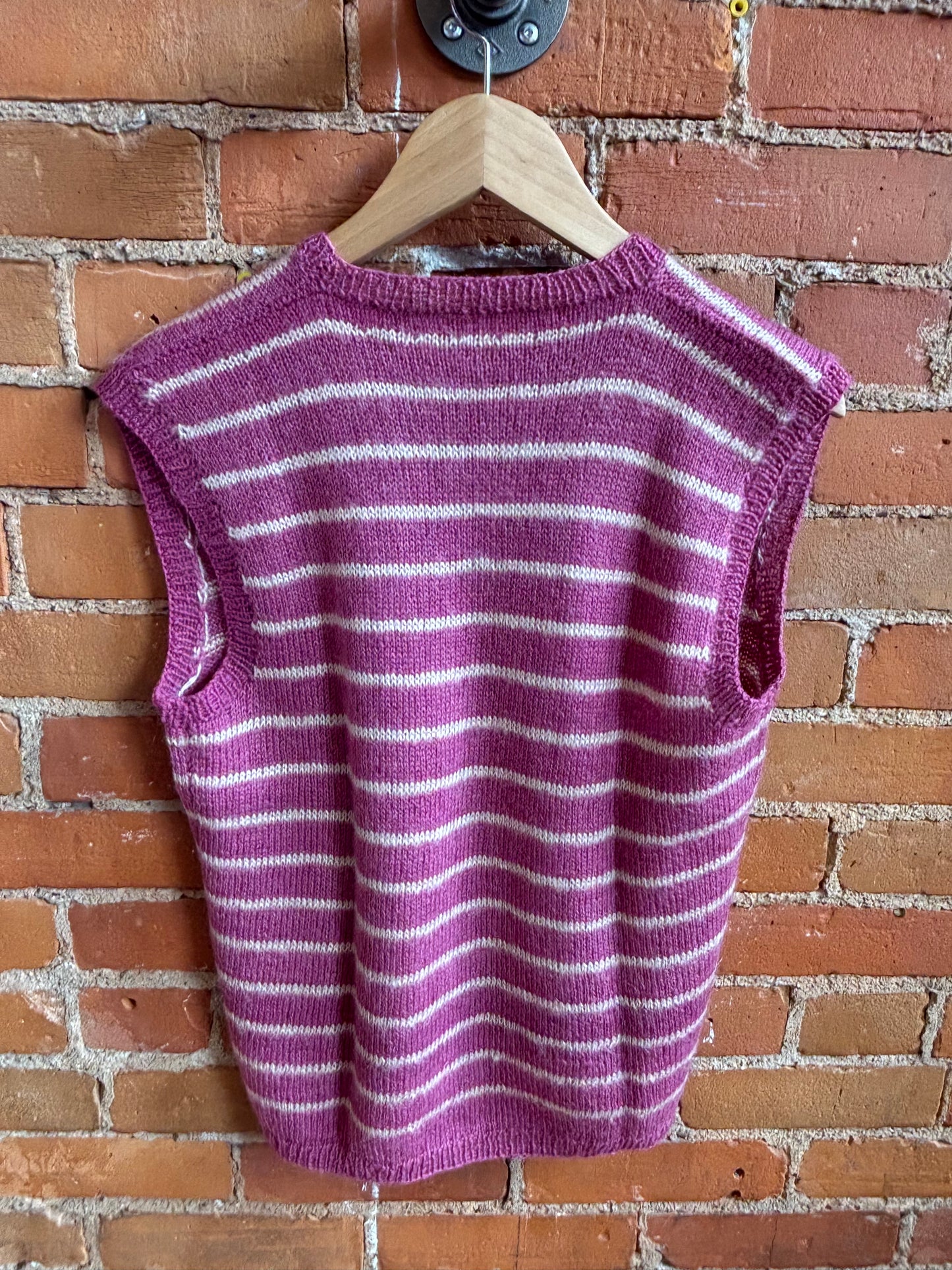 Homeknit Plum Stripe V-Neck Vest