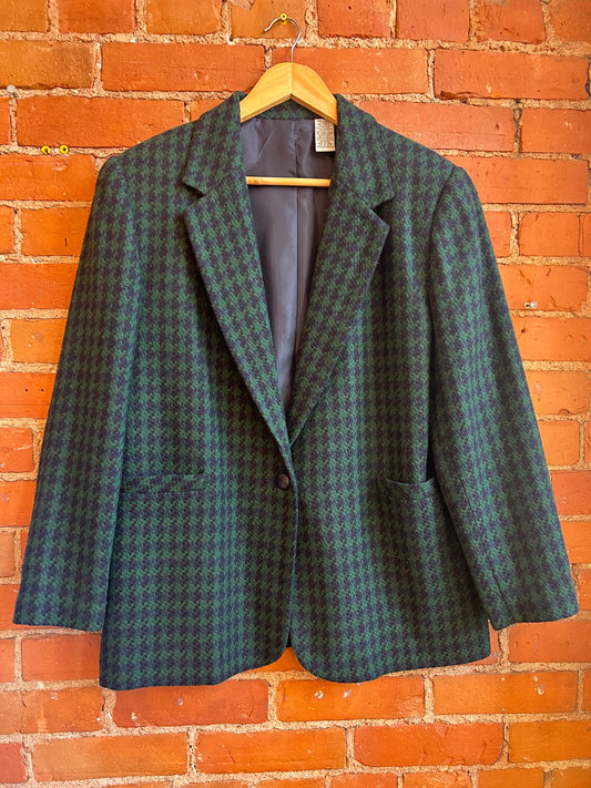 Blue & Green Houndstooth Blazer