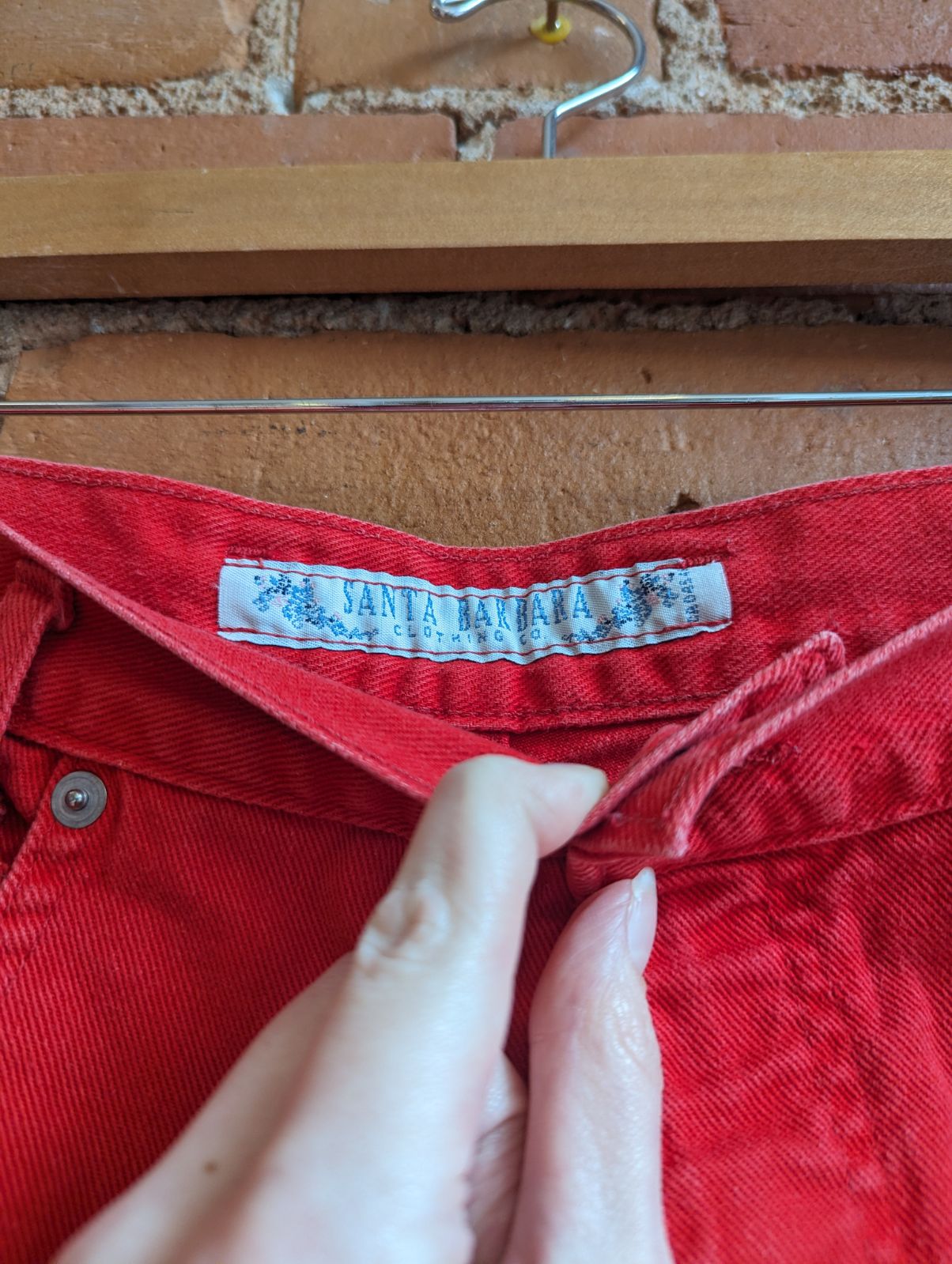 1990s Santa Barbara Red Longline Denim Shorts