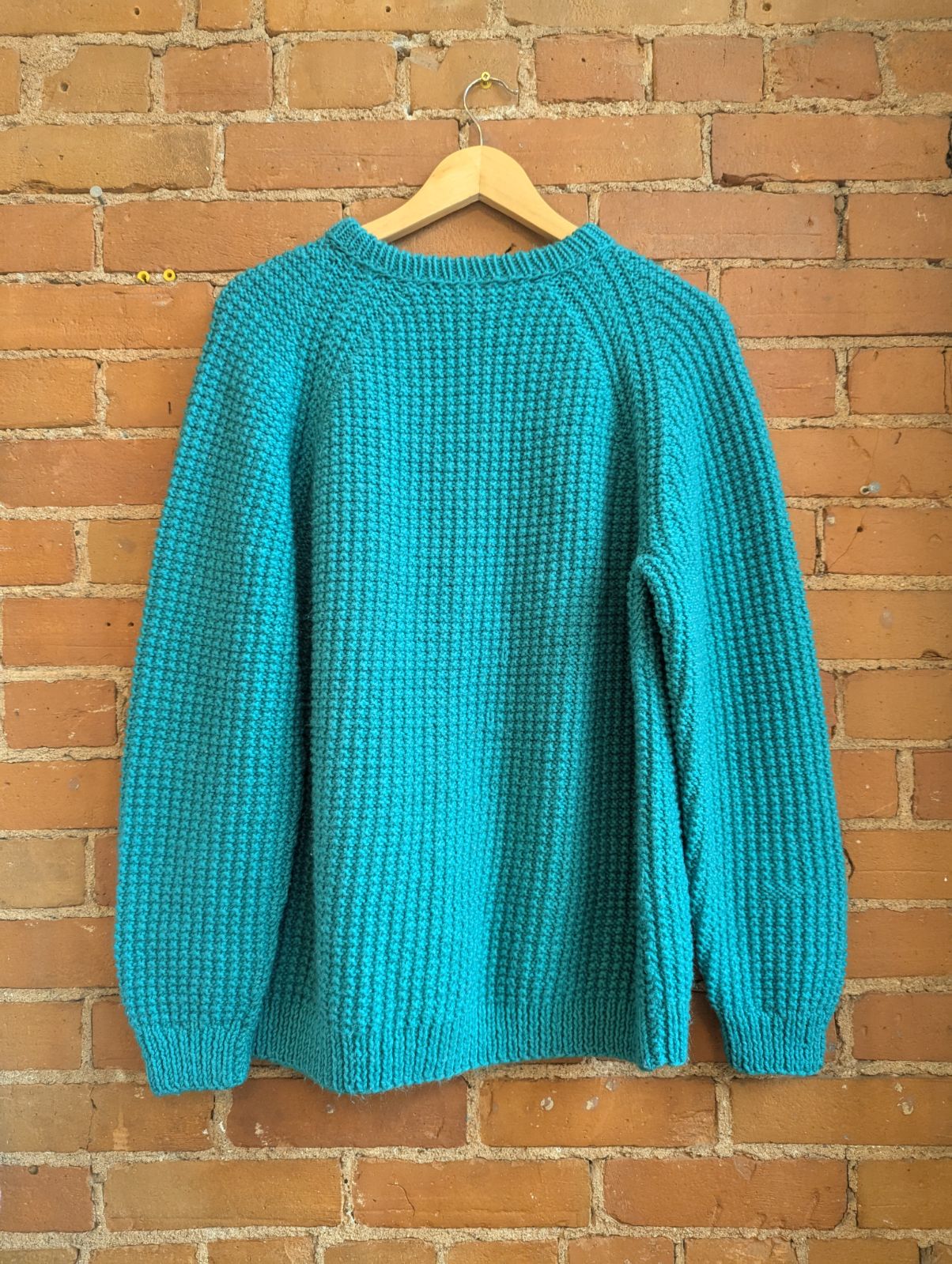 1980s Hand-Knit Teal Sweater